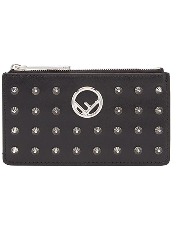 Fendi Studded Logo Zip Cardholder - Black