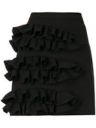 Msgm - Ruffled Detail Mini Skirt - Women - Polyester/spandex/elastane/viscose - 38, Black, Polyester/spandex/elastane/viscose