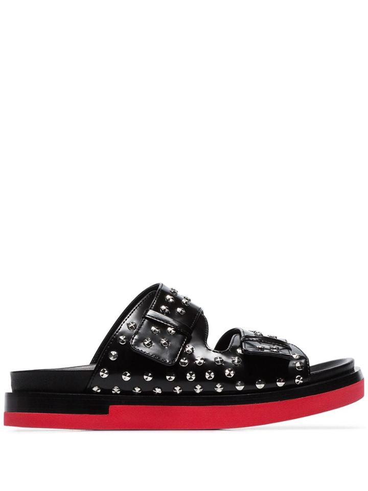 Alexander Mcqueen Black Studded Double-strap Leather Sandals