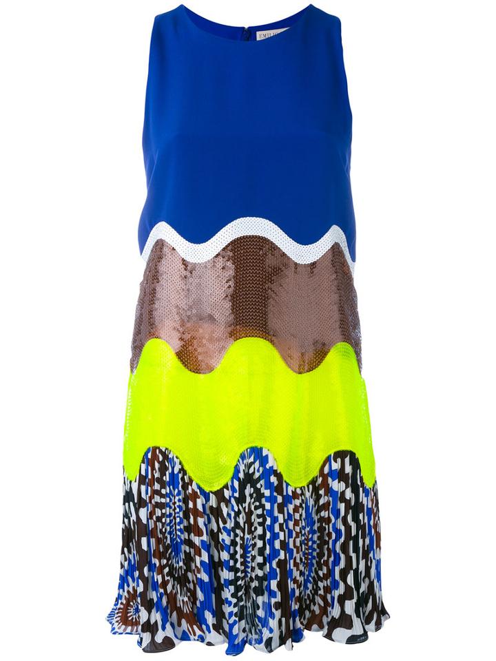 Wave Colour Blocked Dress - Women - Silk - 42, Blue, Silk, Emilio Pucci