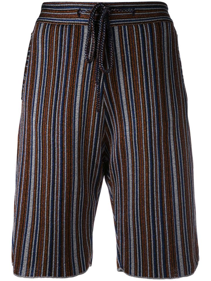 Marco De Vincenzo - Drawstring Striped Bermudas - Women - Polyamide/polyester/acetate - 38, Polyamide/polyester/acetate
