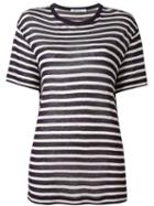 T By Alexander Wang Striped T-shirt, Women's, Size: S, Blue, Linen/flax/rayon