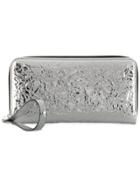 Mm6 Maison Margiela Crinkled Mirrored Zip Around Wallet - Silver