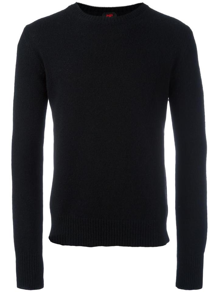 Mp Massimo Piombo Shetland Wool Classic Sweater, Men's, Size: Large, Black, Virgin Wool