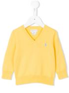 Ralph Lauren Kids - V-neck Jumper - Kids - Cotton - 18 Mth, Yellow/orange