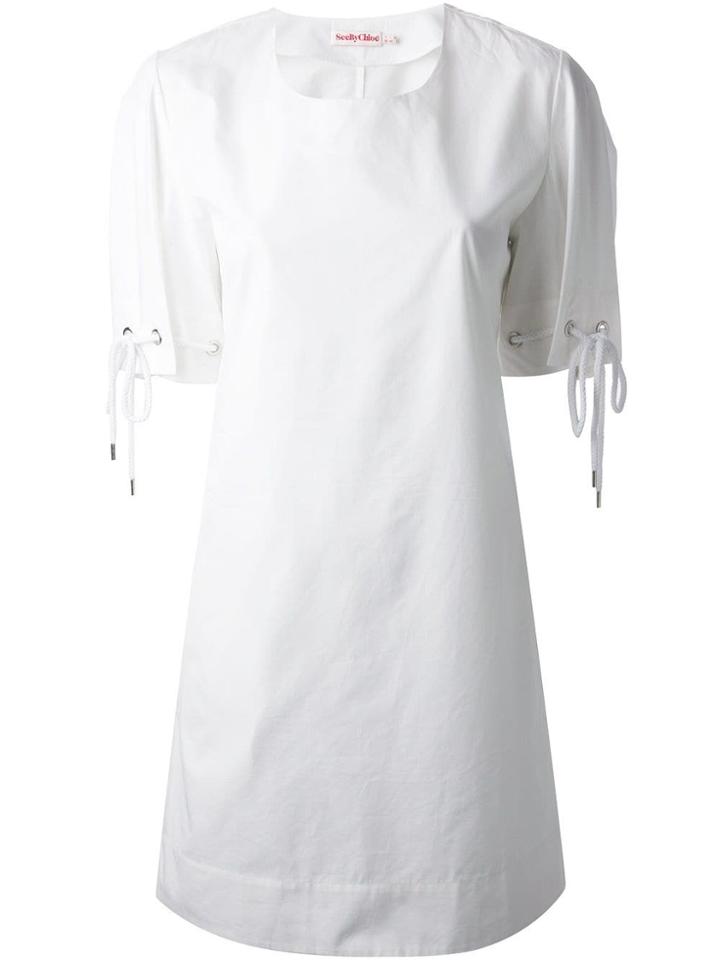 See By Chloé Tie Cuffs Shift Dress - White