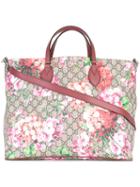 Gucci Blooms Print Gg Supreme Tote, Women's, Brown, Calf Leather/pvc