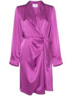 Nanushka Siwa V-neck Tie Waist Wrap Dress - Pink