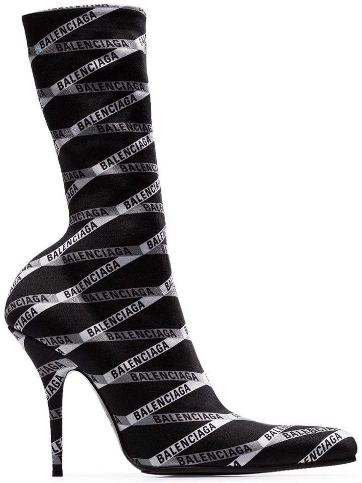 Balenciaga Black Round 110 Monogram Print Boots