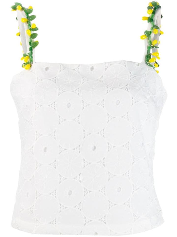 Staud Anglaise Lace Sleeveless Top - White