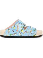 Giamba Butterfly Print Sandals, Women's, Size: 39, Blue, Leather/rubber