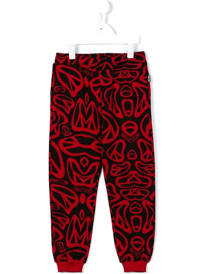 Moschino Kids Peace Logo Printed Track Pants, Boy's, Size: 12 Yrs, Red