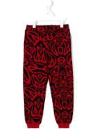 Moschino Kids Peace Logo Printed Track Pants, Boy's, Size: 12 Yrs, Red