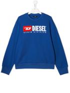 Diesel Kids Teen Logo Embroidered Sweatshirt - Blue