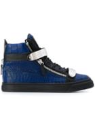 Giuseppe Zanotti Design Coby Hi-top Sneakers, Men's, Size: 41.5, Blue, Leather/metal Other/rubber