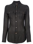 Jean Paul Gaultier Vintage Fitted Striped Shirt, Women's, Size: 42, Black