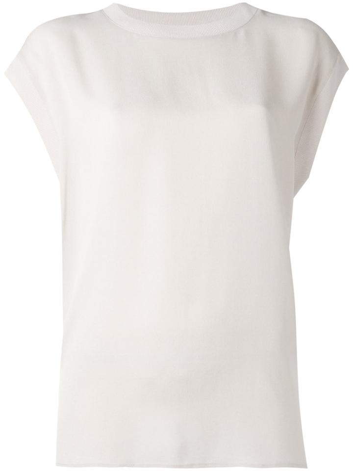 Vince - Short Sleeved Oversized T-shirt - Women - Silk/nylon/rayon - S, Women's, Nude/neutrals, Silk/nylon/rayon