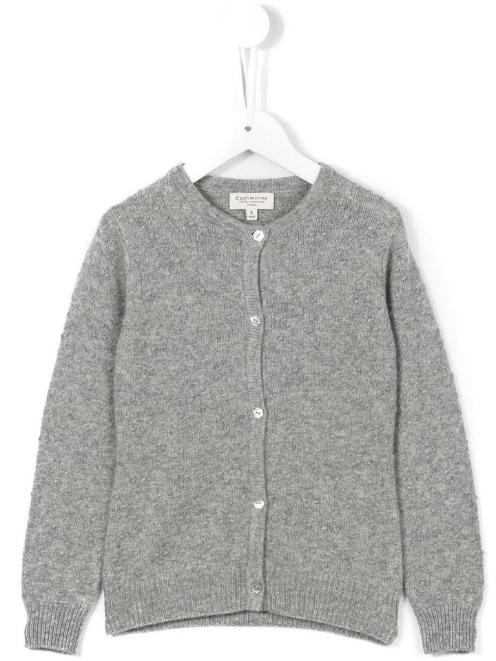 Cashmirino Round Neck Cardigan, Girl's, Size: 6 Yrs, Grey