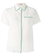 Etro - Piped Trim Shirt - Women - Silk - 44, Women's, White, Silk