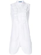 Prada Ruffled Sleeveless Shirt - White