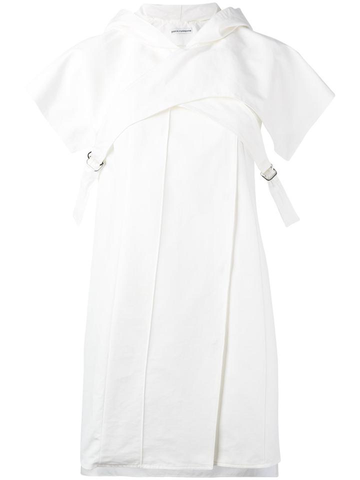 Paco Rabanne - Hooded Cape Mini Dress - Women - Cotton - 36, White, Cotton
