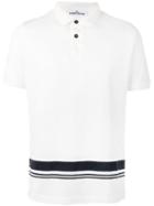 Stone Island Printed Stripe Polo Shirt, Men's, Size: Small, White, Cotton