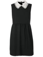 Red Valentino Cady Tech Dress With Silk Collar Detail - Black