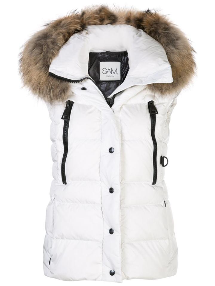 Sam. Fur-trimmed Hood Gilet - White