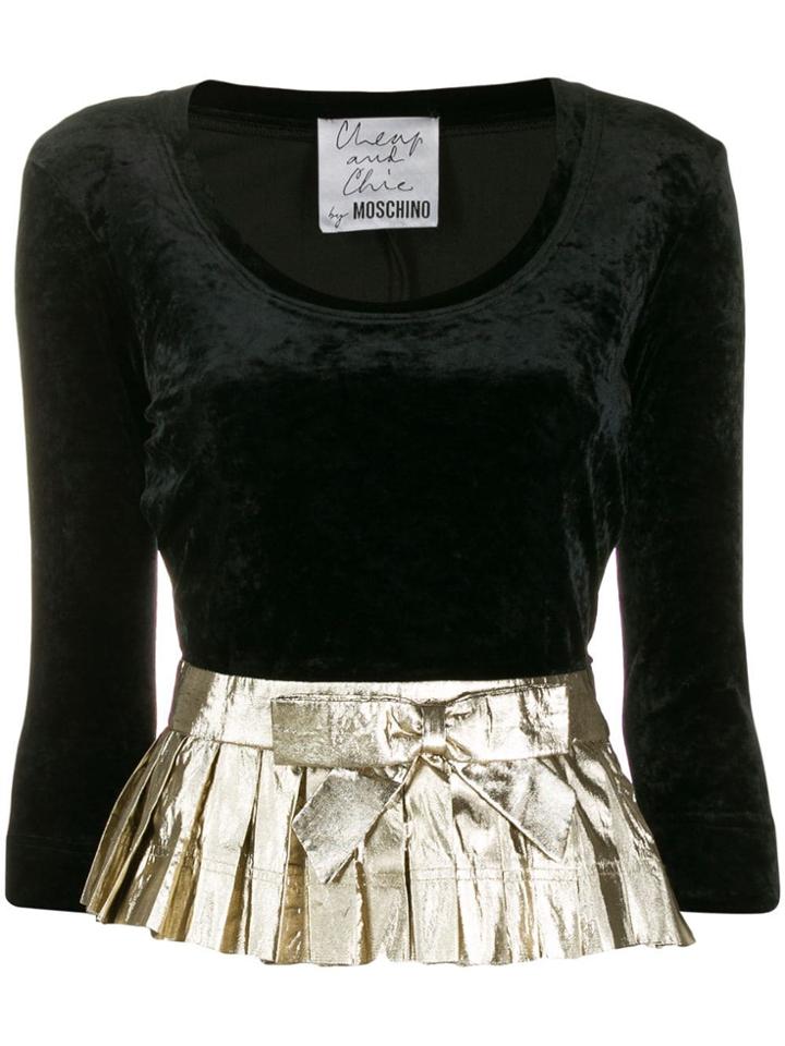 Moschino Pre-owned 1990's Pleated Waist Velvet Blouse - Black