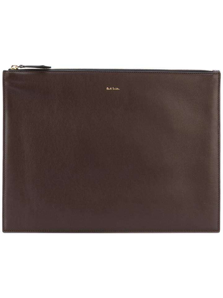 Paul Smith Logo Stamp Clutch Bag - Brown
