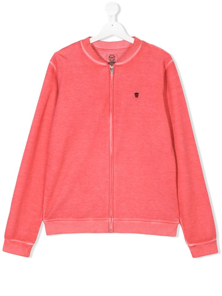 Madson Discount Kids Teen Strawberry Embroidered Zip Sweatshirt - Pink