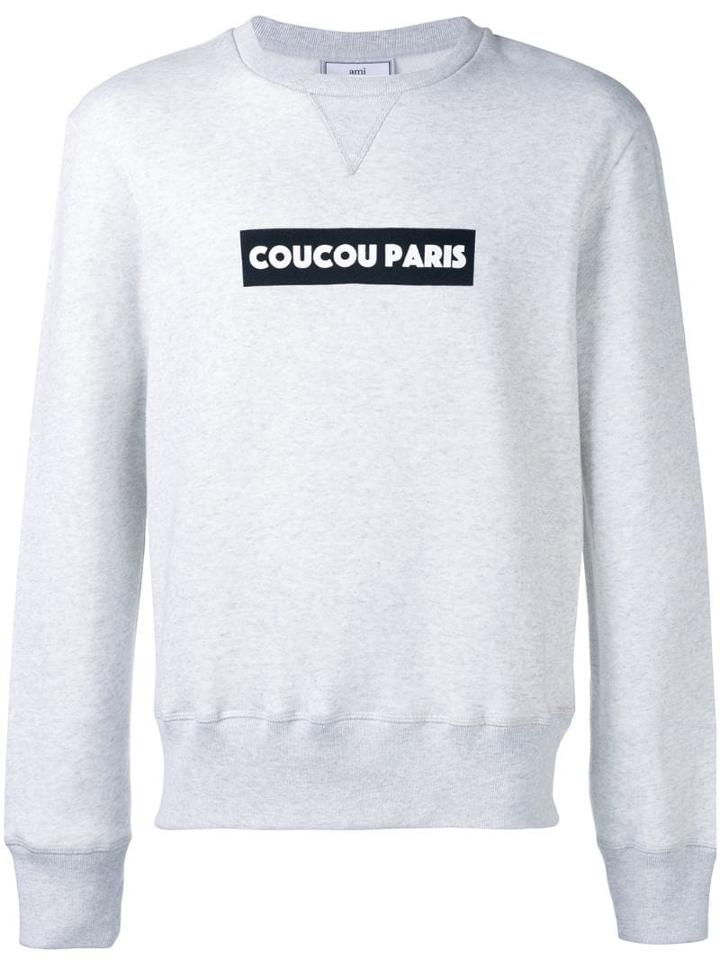 Ami Paris Coucou Paris Print Sweatshirt - Grey