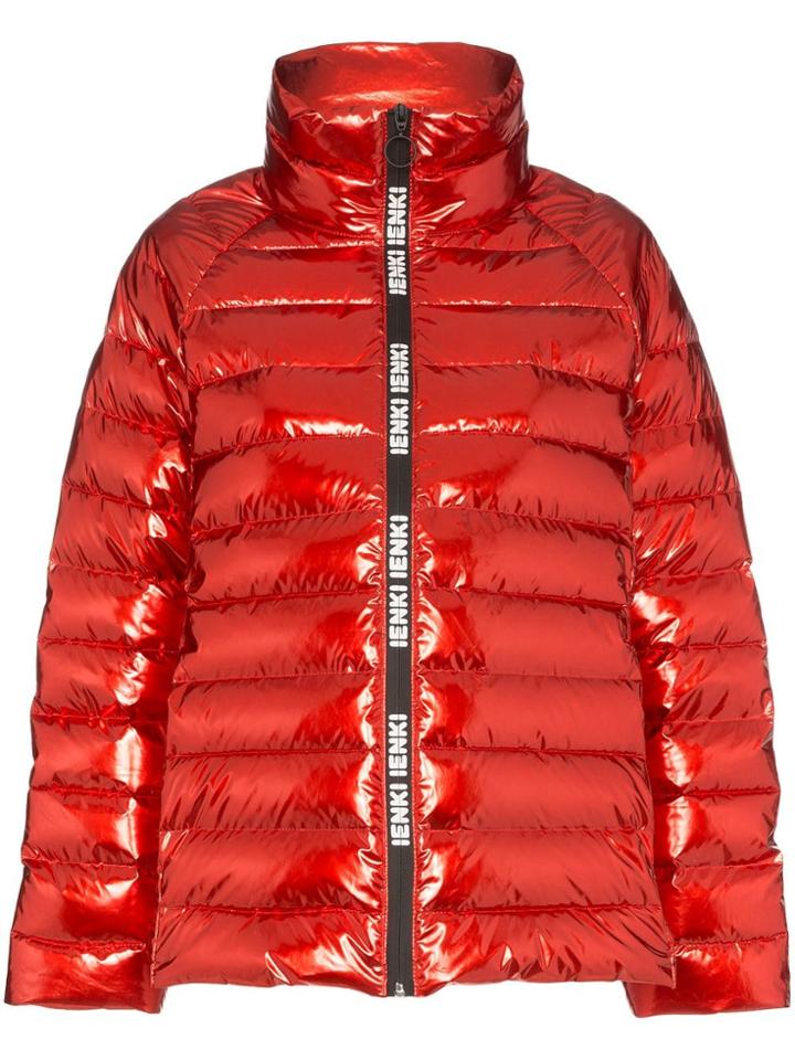 Ienki Ienki Anon Foil Finish High Neck Padded Jacket - Red