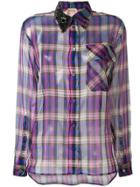 No21 Plaid Sheer Fitted Shirt - Pink & Purple