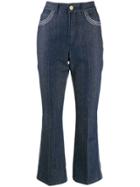 Escada Contrast Stitch Kick Flare Jeans - Blue