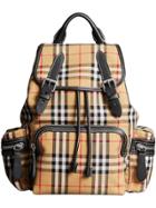 Burberry The Medium Rucksack In Vintage Check Cotton Canvas - Yellow &