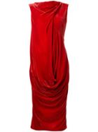 Rick Owens Drape Midi Dress - Red