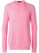 Roberto Collina Ribbed-knit Sweater, Men's, Size: 50, Pink/purple, Cashmere