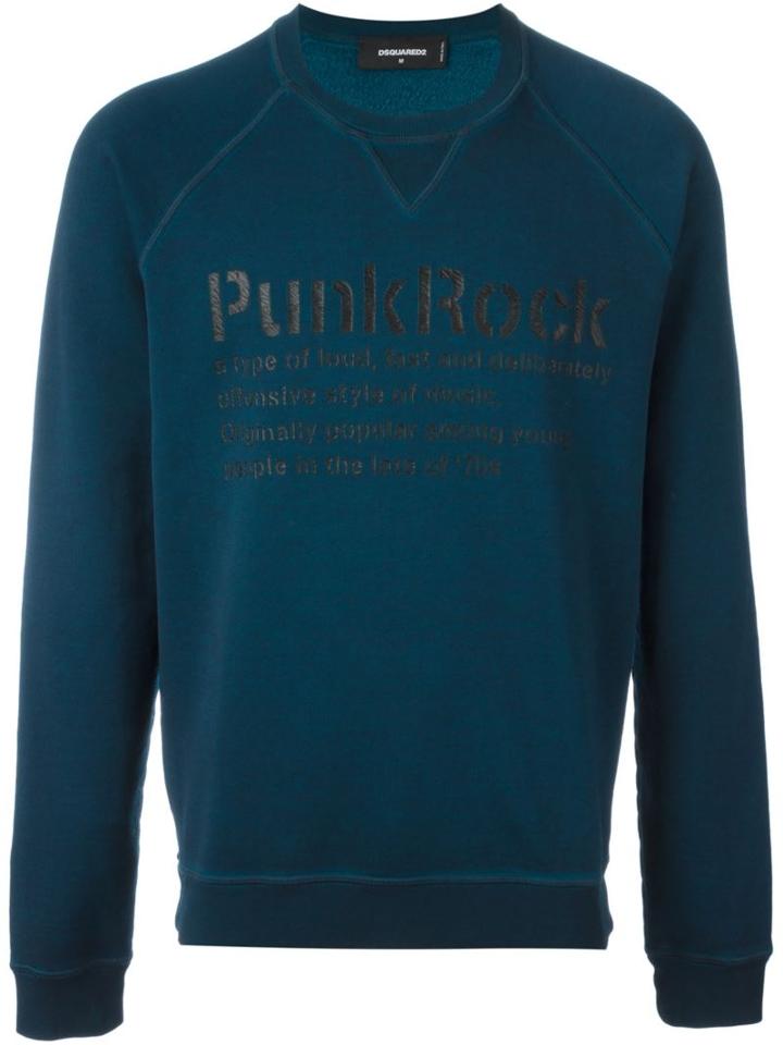 Dsquared2 Punk Rock Print Sweatshirt, Men's, Size: Xl, Blue, Cotton