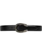 Gucci Leather Belt With Tiger Head Buckle - Black