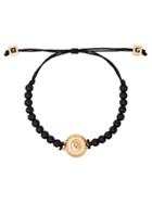 Dolce & Gabbana Logo Engraved Beaded Bracelet - Black