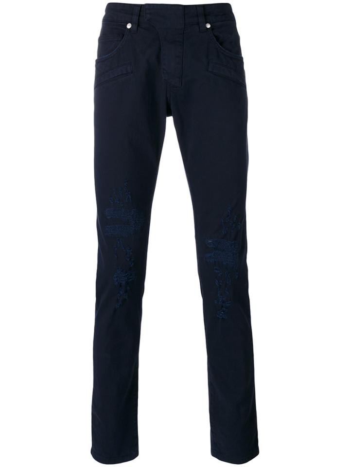 Pierre Balmain Destroyed Knees Skinny Jeans - Blue