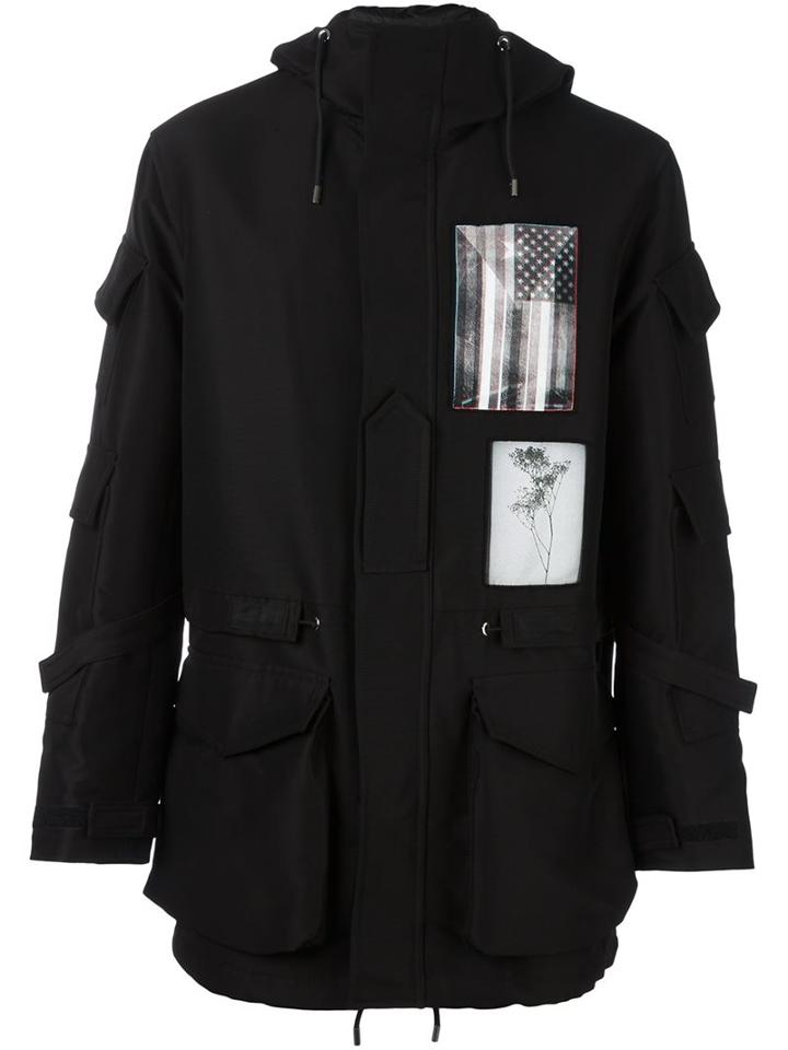 Givenchy Flag Patch Parka, Men's, Size: 48, Black, Cotton/polyamide/cupro