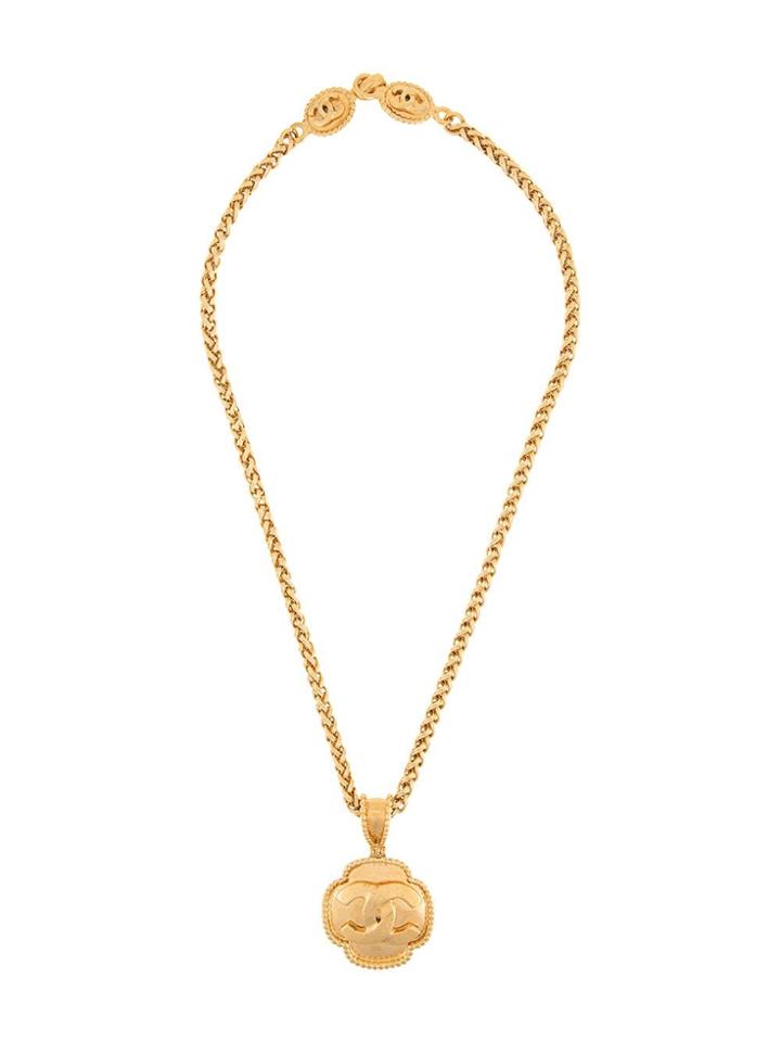 Chanel Pre-owned Chanel Vintage Cc Logos Gold Chain Pendant Necklace