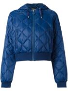 Twin-set Cropped Quilted Hooded Jacket, Women's, Size: 46, Blue, Polyamide/polyester/spandex/elastane/polyester