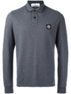 Stone Island Longsleeved Polo Shirt, Men's, Size: Small, Grey, Cotton/spandex/elastane