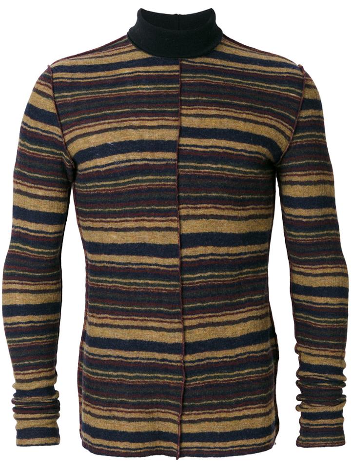 Maison Margiela Striped Fitted Roll-neck Sweater - Brown