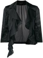 Comme Des Garçons Vintage Ruffle Trim Cropped Jacket - Black