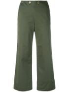 Theory - Wide Leg Trousers - Women - Cotton - 0, Green, Cotton