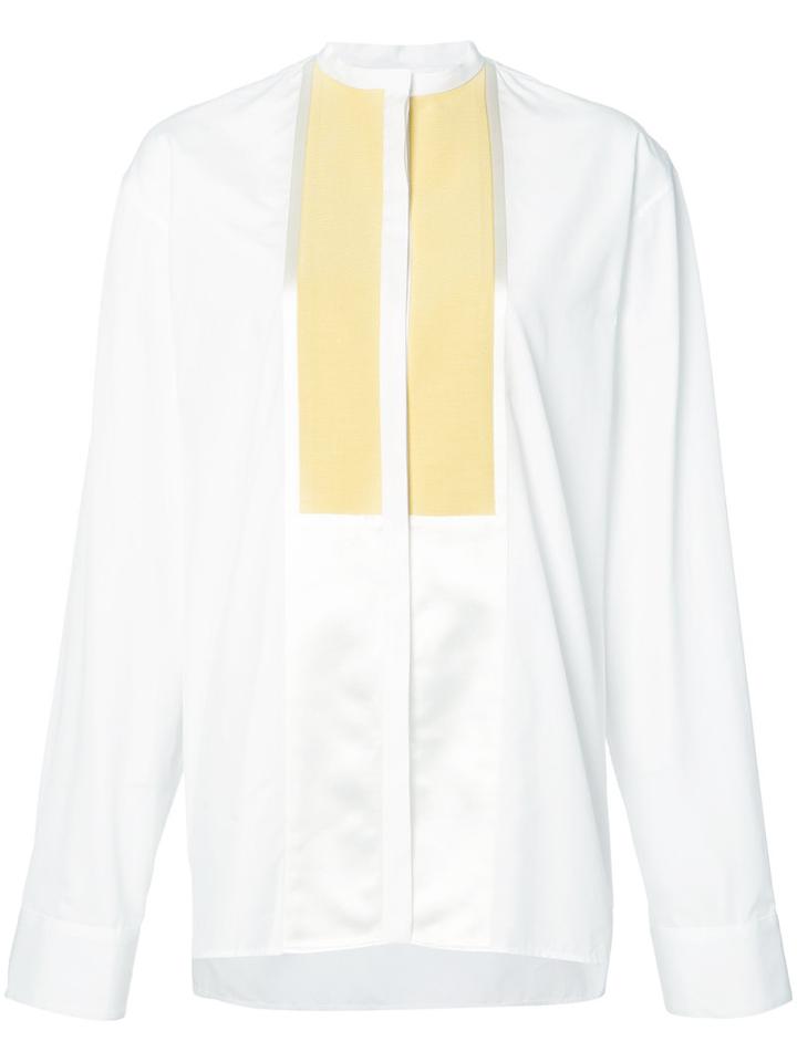 Haider Ackermann - Contrasting Bib Blouse - Women - Silk/cotton - 36, White, Silk/cotton